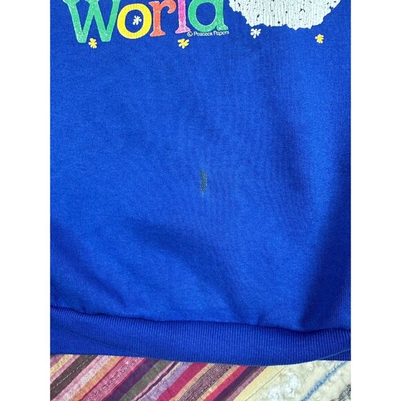 Vtg Oy To The World Sz Large Peacock Papers Pullover Unisex Holiday Sweatshirt - Picture 5 of 9